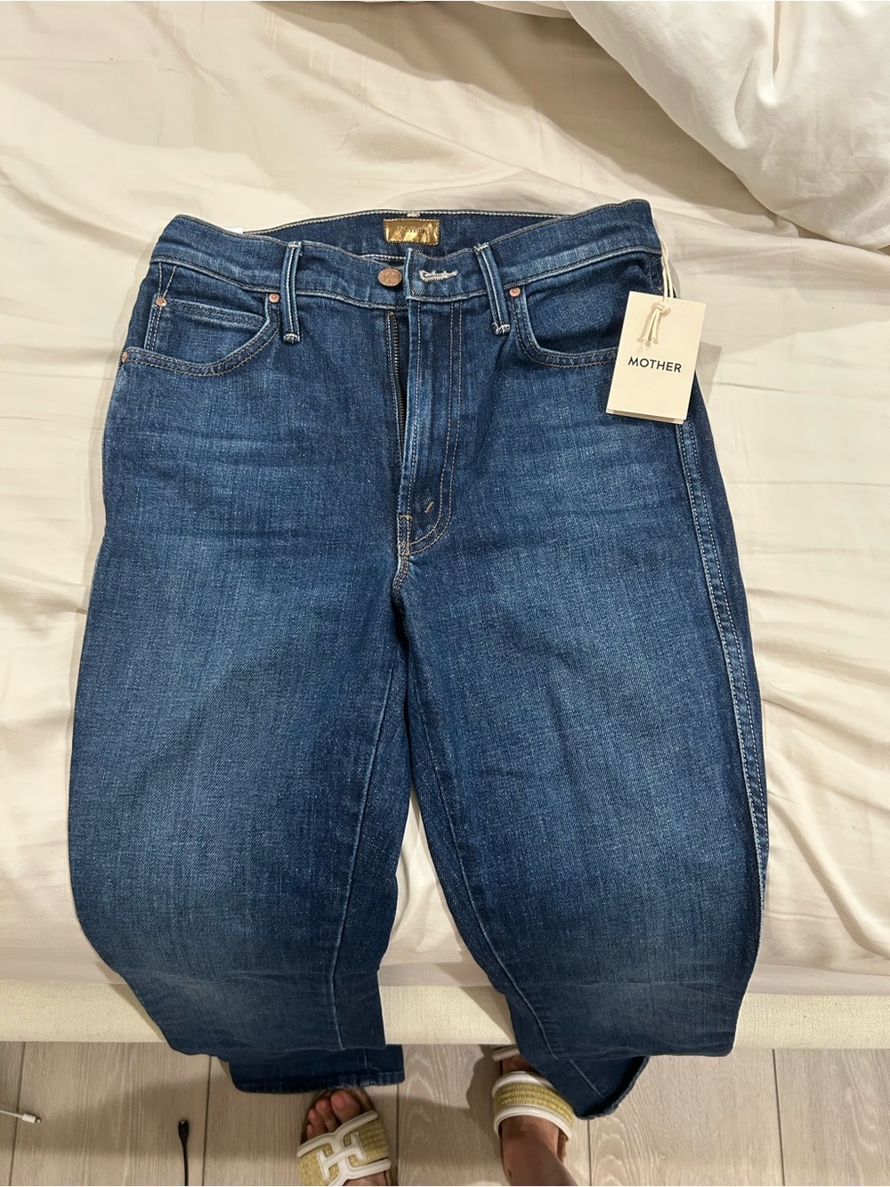 MOTHER Straight-Leg Dark Blue Jeans